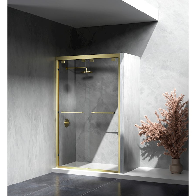 Elegant Warren Semi-Frameless Shower Door 48X76, Brushed Gold
