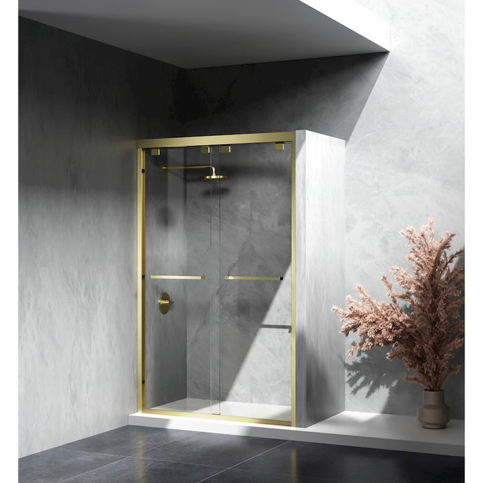 Elegant Warren Semi-Frameless Shower Door 48X76, Brushed Gold