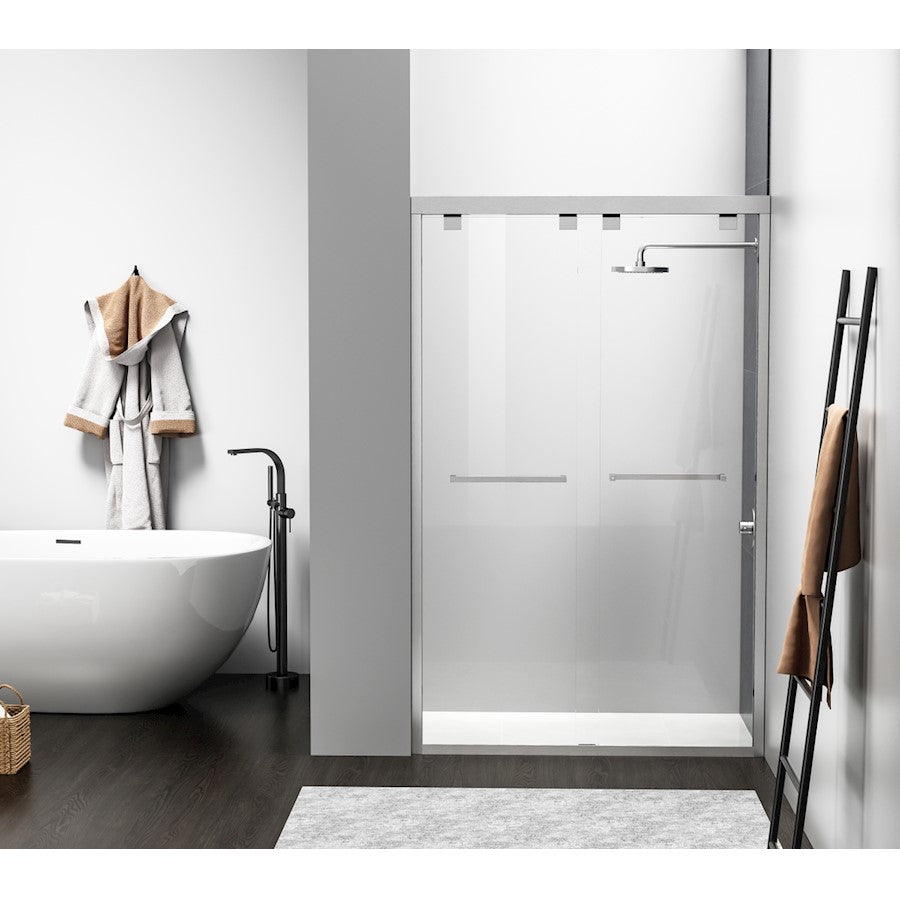 Elegant Warren Semi-Frameless Shower Door 48X76, Brushed Nickel - SD303-4876BNK