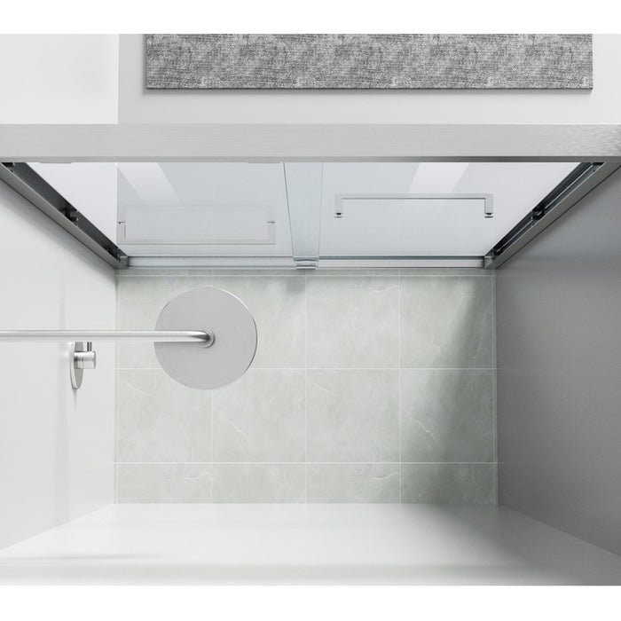 Elegant Warren Semi-Frameless Shower Door 48X76, Brushed Nickel