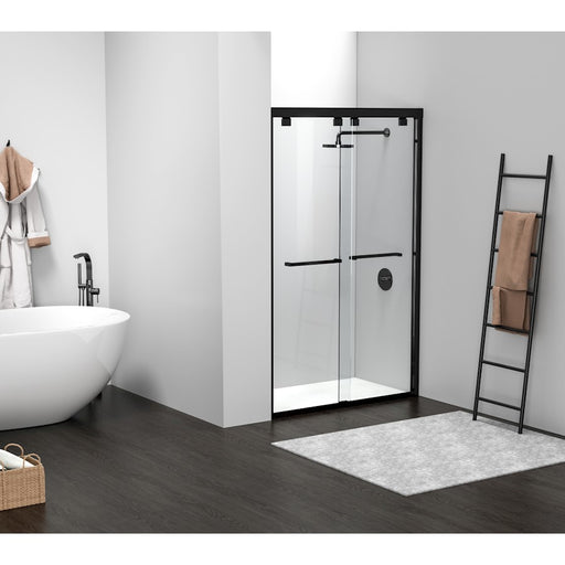 Elegant Warren Semi-Frameless Shower Door 48X76, Matte Black