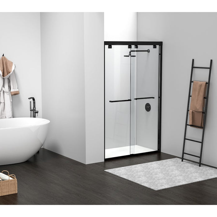 Elegant Warren Semi-Frameless Shower Door 48X76, Matte Black