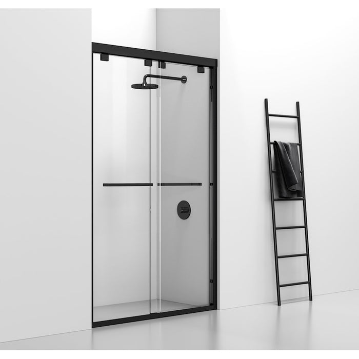 Elegant Warren Semi-Frameless Shower Door 48X76, Matte Black