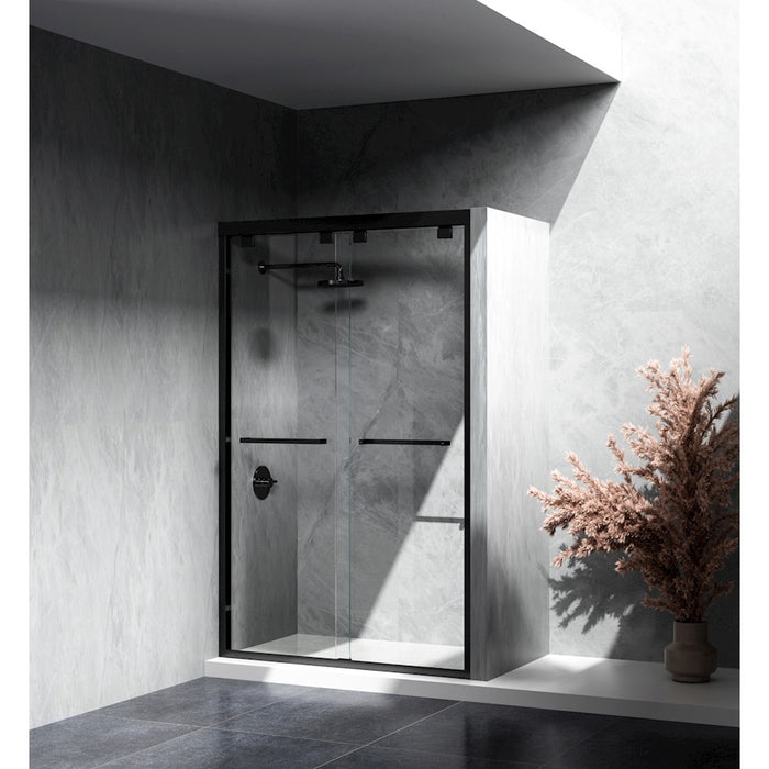 Elegant Warren Semi-Frameless Shower Door 48X76, Matte Black