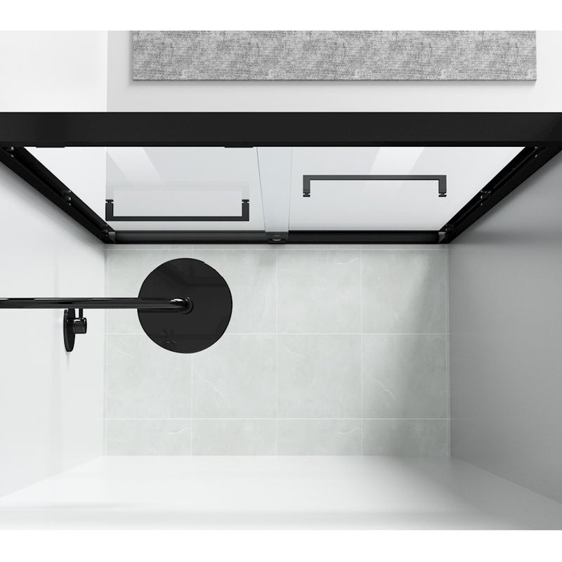 Elegant Warren Semi-Frameless Shower Door 48X76, Matte Black