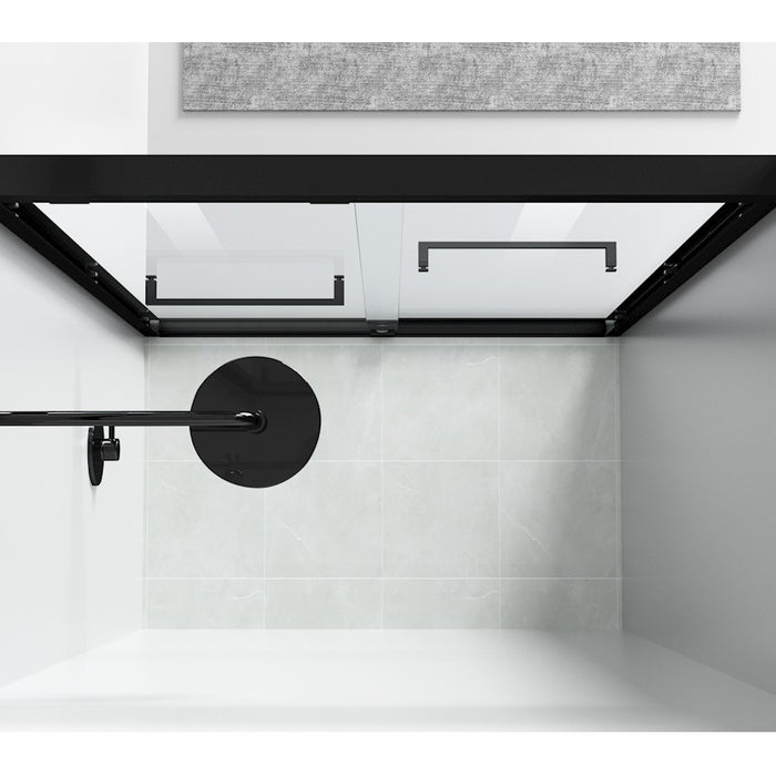 Elegant Warren Semi-Frameless Shower Door 48X76, Matte Black