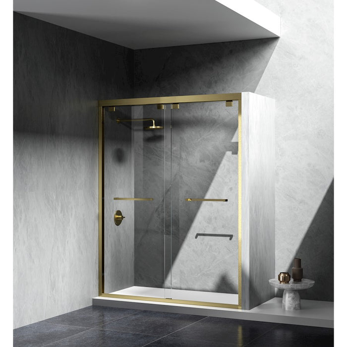 Elegant Warren Semi-Frameless Shower Door 60X76, Brushed Gold