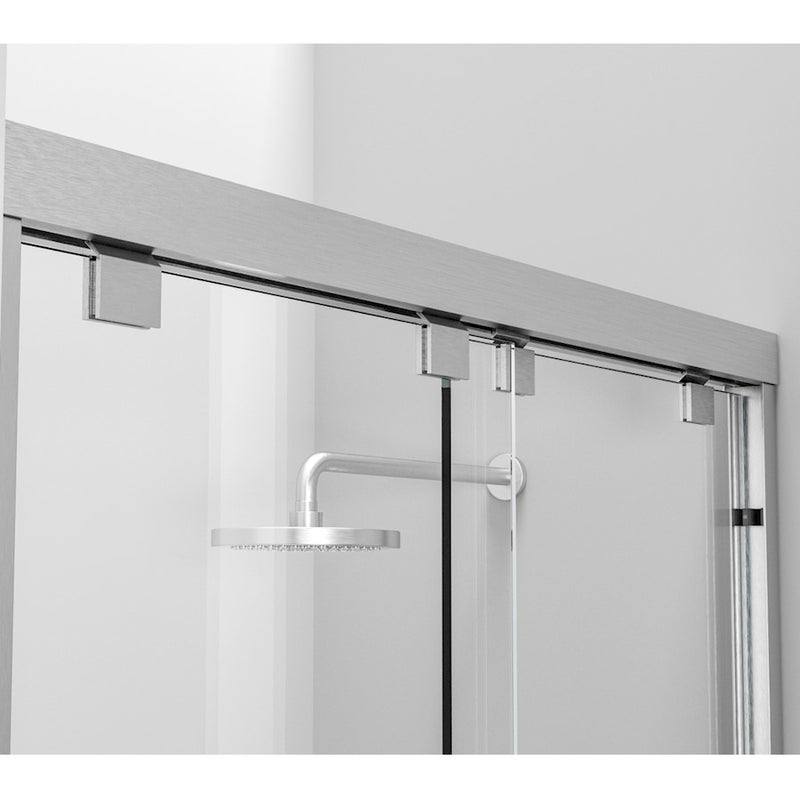 Elegant Warren Semi-Frameless Shower Door 60X76, Brushed Nickel