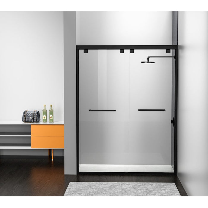 Elegant Warren Semi-Frameless Shower Door 60X76, Matte Black - SD303-6076MBK