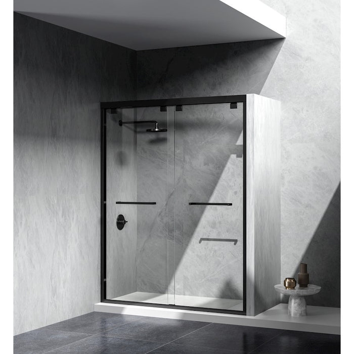 Elegant Warren Semi-Frameless Shower Door 60X76, Matte Black