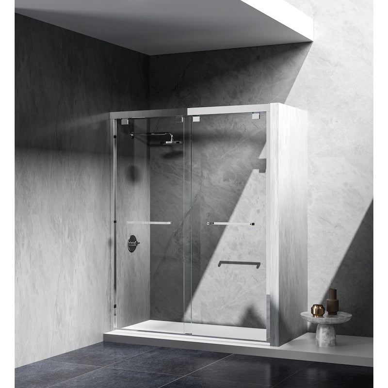 Elegant Warren Semi-Frameless Shower Door 60X76, Polished Chrome
