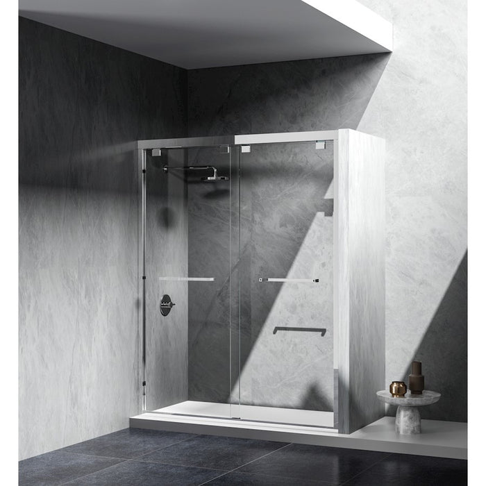 Elegant Warren Semi-Frameless Shower Door 60X76, Polished Chrome