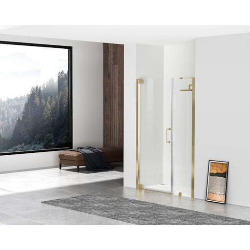 Elegant Carson Semi-Frameless Hinged Shower Door 48X72, Gold