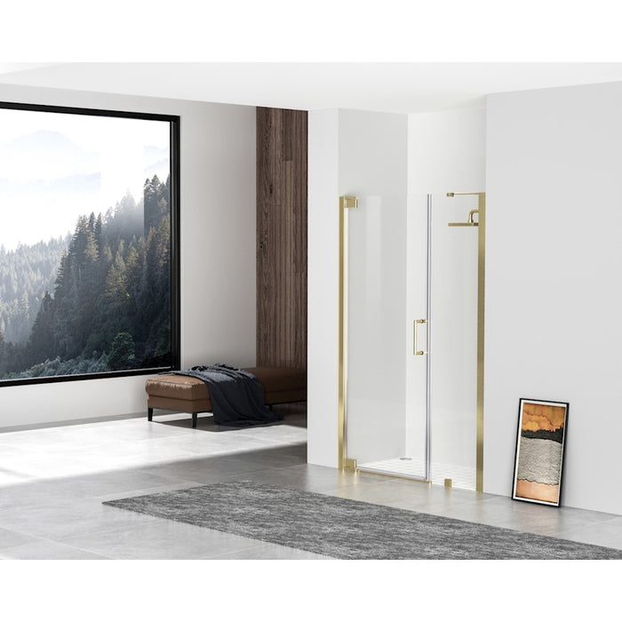 Elegant Carson Semi-Frameless Hinged Shower Door 48X72, Gold