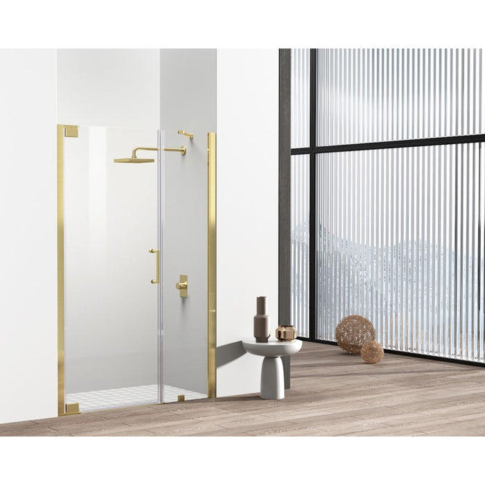 Elegant Carson Semi-Frameless Hinged Shower Door 48X72, Gold