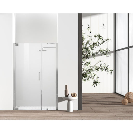 Elegant Carson Semi-Frameless Hinged Shower Door 48X72, Nickel - SD404-4872BNK