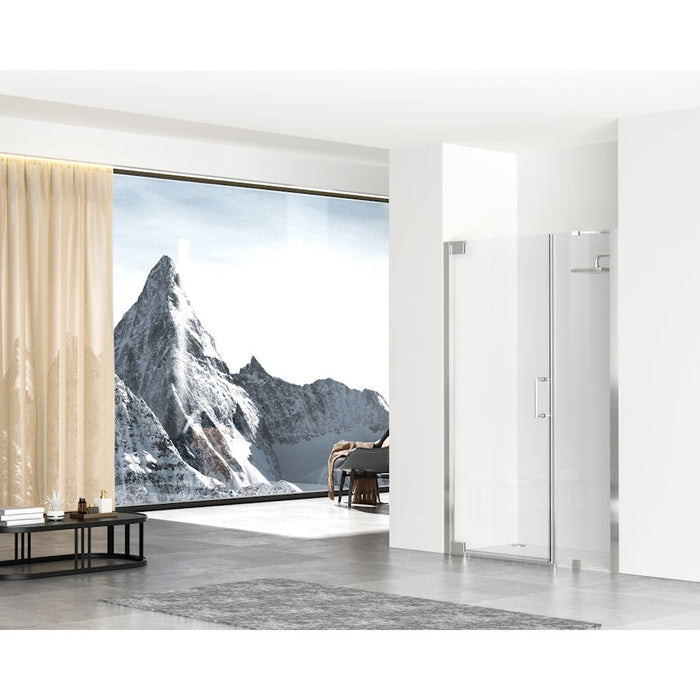 Elegant Carson Semi-Frameless Hinged Shower Door 48X72, Nickel