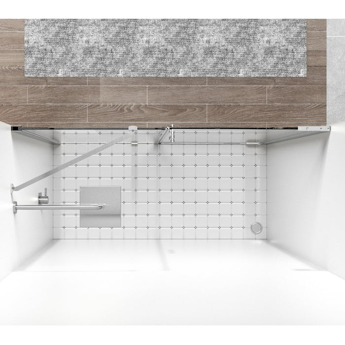 Elegant Carson Semi-Frameless Hinged Shower Door 48X72, Nickel