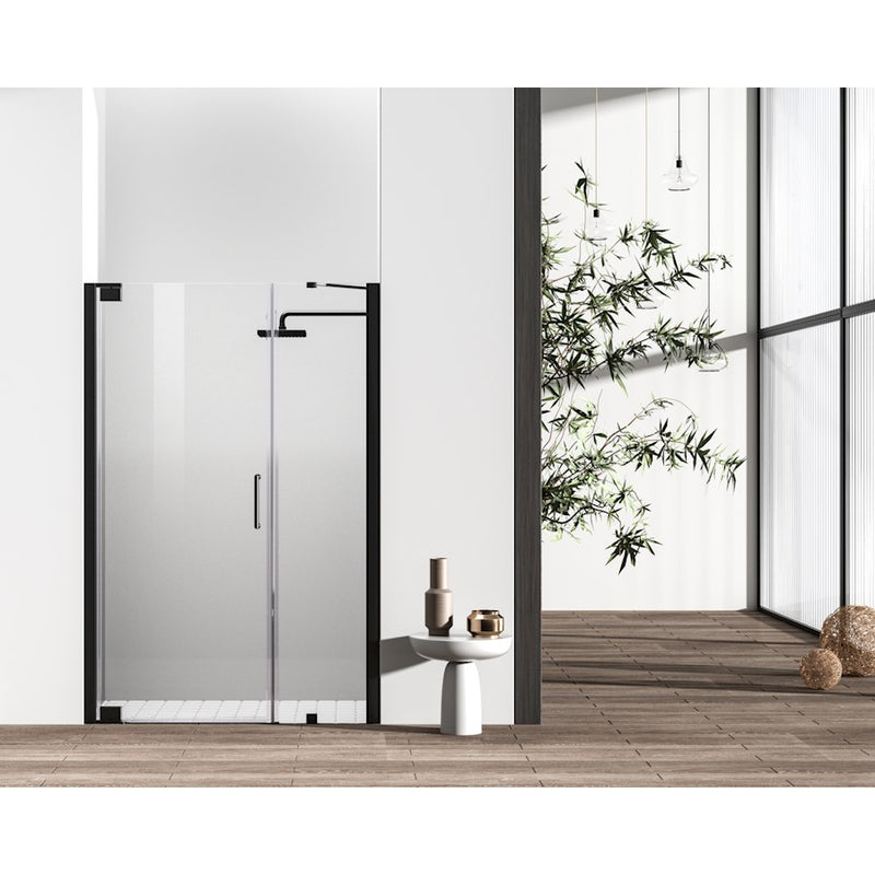 Elegant Carson Semi-Frameless Hinged Shower Door 48X72, Black - SD404-4872MBK