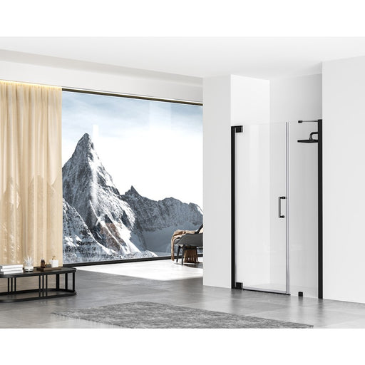 Elegant Carson Semi-Frameless Hinged Shower Door 48X72, Black