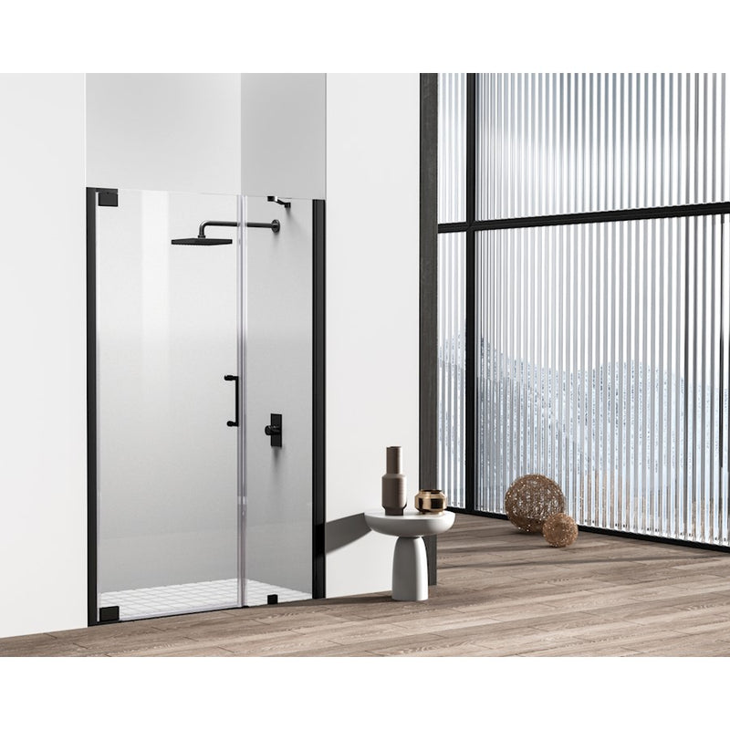 Elegant Carson Semi-Frameless Hinged Shower Door 48X72, Black