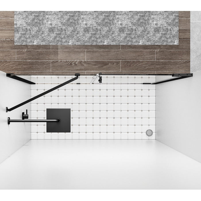 Elegant Carson Semi-Frameless Hinged Shower Door 48X72, Black