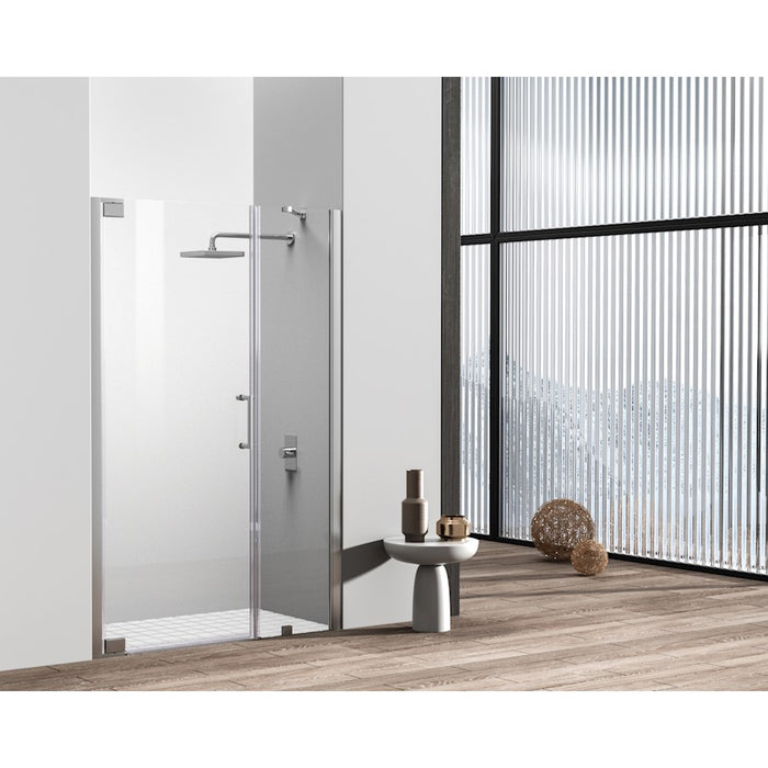 Elegant Carson Semi-Frameless Hinged Shower Door 48X72, Chrome