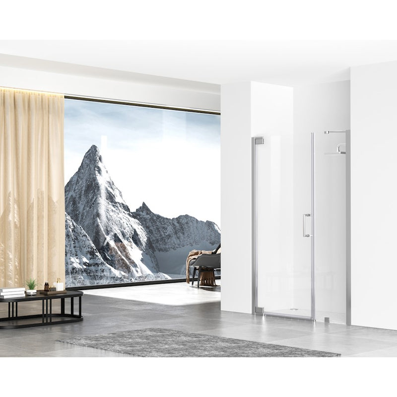 Elegant Carson Semi-Frameless Hinged Shower Door 48X72, Chrome