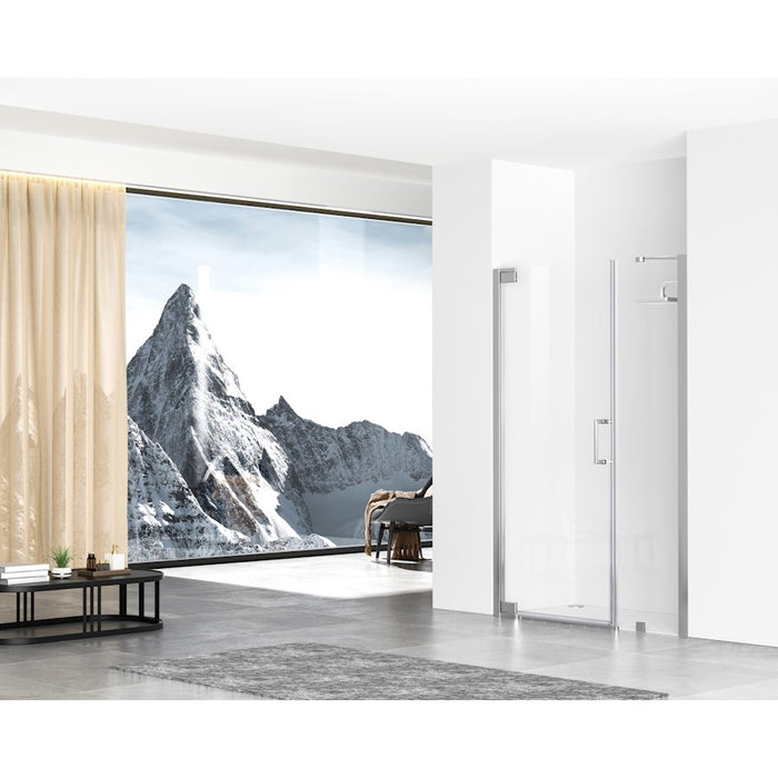 Elegant Carson Semi-Frameless Hinged Shower Door 48X72, Chrome
