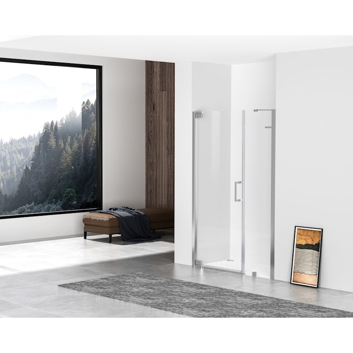 Elegant Carson Semi-Frameless Hinged Shower Door 48X72, Chrome