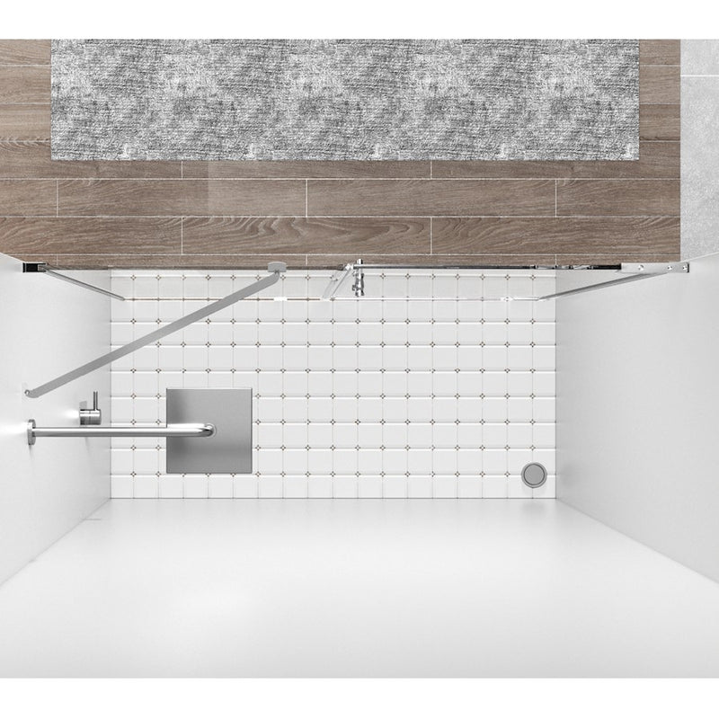 Elegant Carson Semi-Frameless Hinged Shower Door 48X72, Chrome