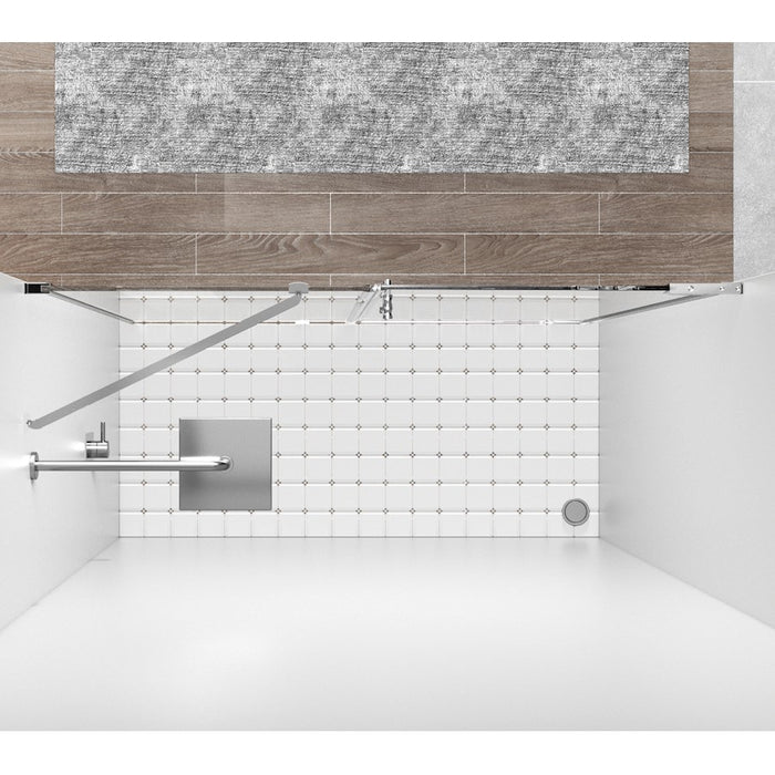 Elegant Carson Semi-Frameless Hinged Shower Door 48X72, Chrome