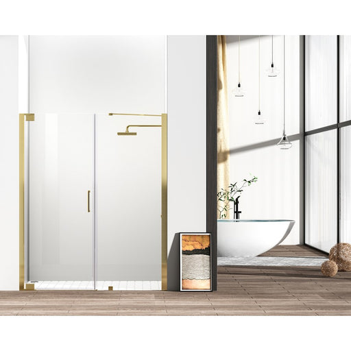 Elegant Carson Semi-Frameless Hinged Shower Door 60X72, Gold - SD404-6072BGD
