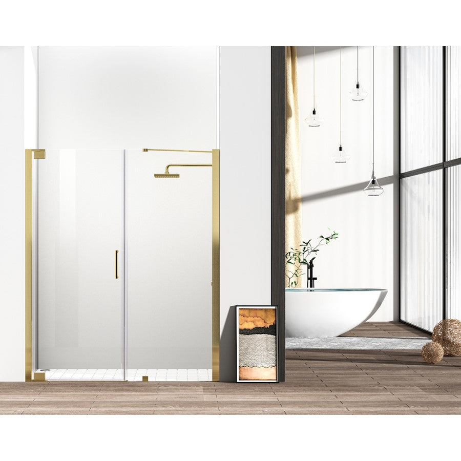 Elegant Carson Semi-Frameless Hinged Shower Door 60X72, Gold - SD404-6072BGD