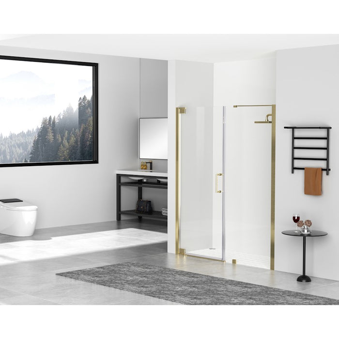 Elegant Carson Semi-Frameless Hinged Shower Door 60X72, Gold