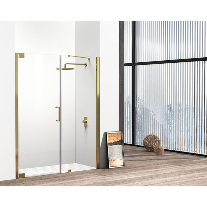 Elegant Carson Semi-Frameless Hinged Shower Door 60X72, Gold