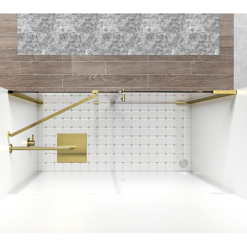Elegant Carson Semi-Frameless Hinged Shower Door 60X72, Gold