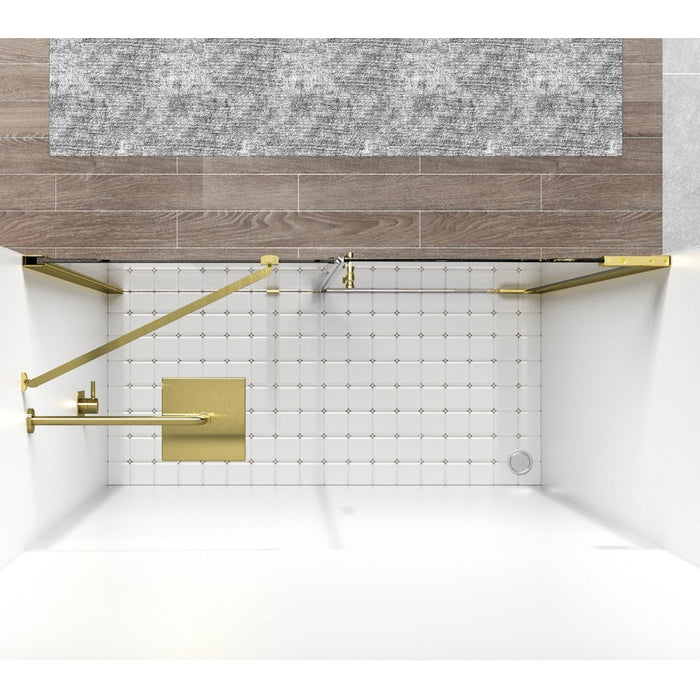 Elegant Carson Semi-Frameless Hinged Shower Door 60X72, Gold