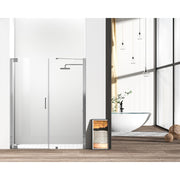Elegant Carson Semi-Frameless Hinged Shower Door 60X72, Nickel - SD404-6072BNK