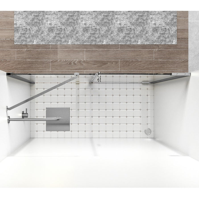 Elegant Carson Semi-Frameless Hinged Shower Door 60X72, Nickel