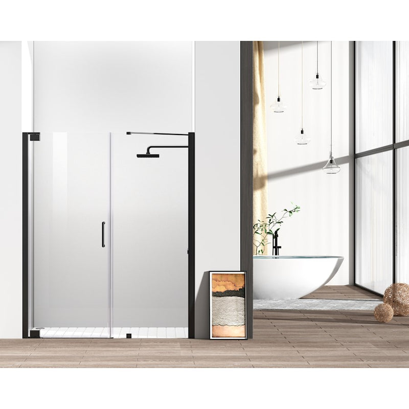 Elegant Carson Semi-Frameless Hinged Shower Door 60X72, Black - SD404-6072MBK