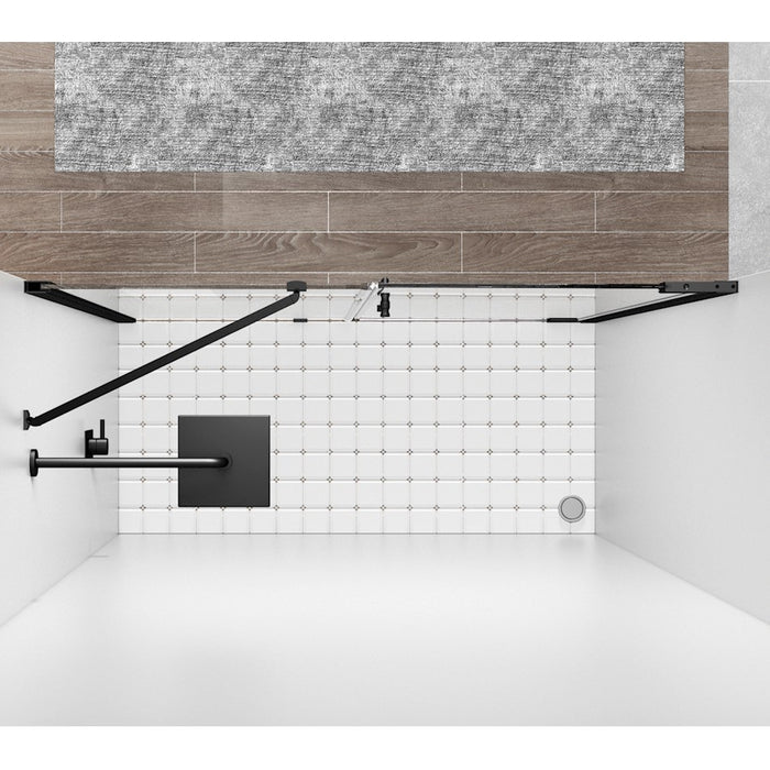Elegant Carson Semi-Frameless Hinged Shower Door 60X72, Black