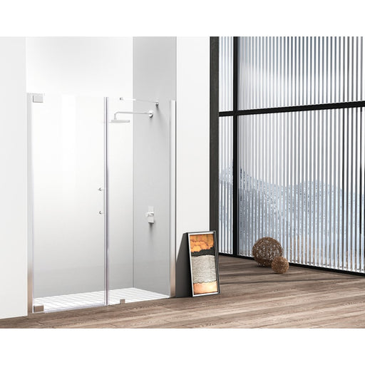 Elegant Carson Semi-Frameless Hinged Shower Door 60X72, Chrome