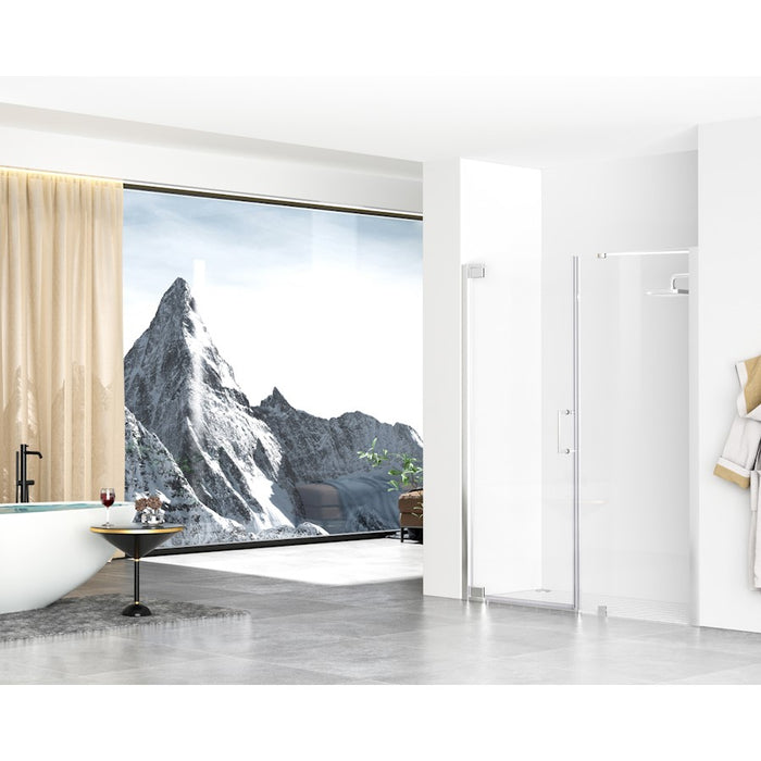 Elegant Carson Semi-Frameless Hinged Shower Door 60X72, Chrome