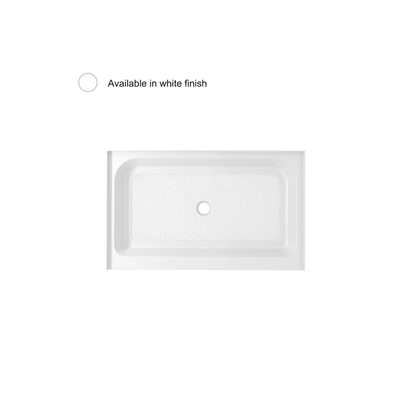 Elegant Laredo 48X32" Single Thresh Shower Tray Center Drain, WH