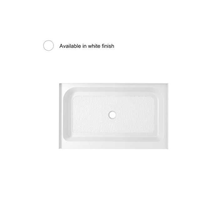 Elegant Laredo 48X32" Single Thresh Shower Tray Center Drain, WH