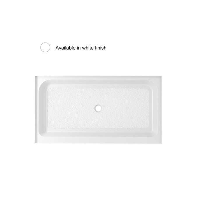 Elegant Laredo 60X32" Single Thresh Shower Tray Center Drain, WH