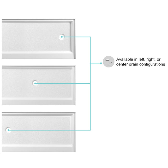 Elegant Laredo 60X30" Single Thresh Shower Tray Left Drain, WH