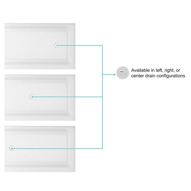 Elegant Laredo 60X32" Single Thresh Shower Tray Left Drain, WH