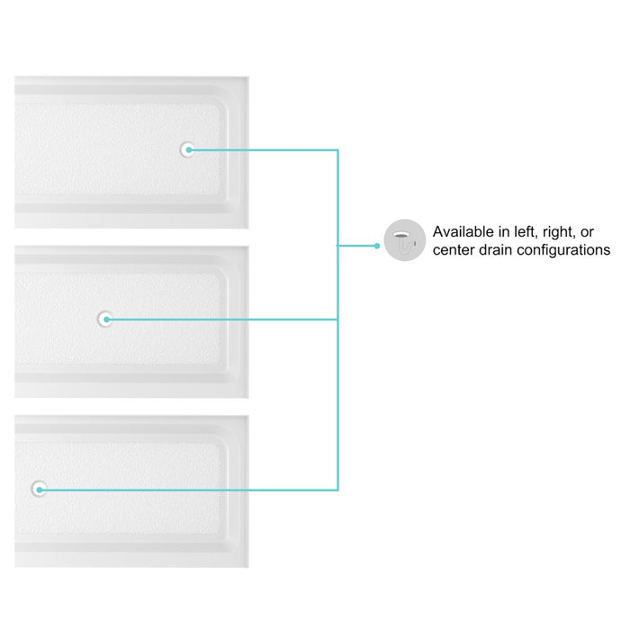 Elegant Laredo 60X32" Single Thresh Shower Tray Left Drain, WH